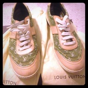 COPY - Beige & green denim Louis Vuitton sneakers
